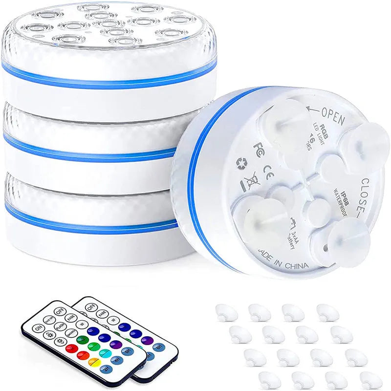 IP68 waterproof remote control colour changing LED diving light for garden decoration
