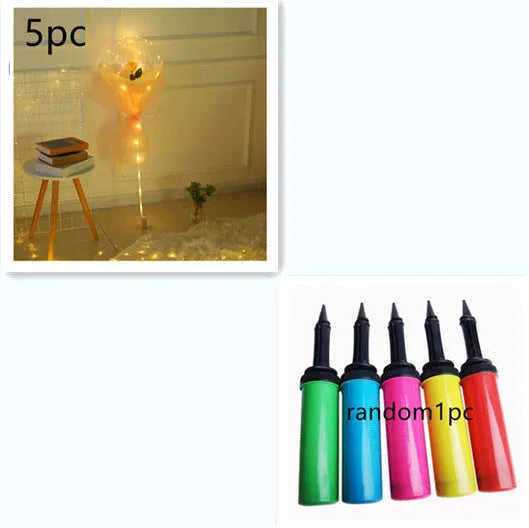 Transparent LED luminous DIY balloon rose bouquet with integrated lights for decoration.