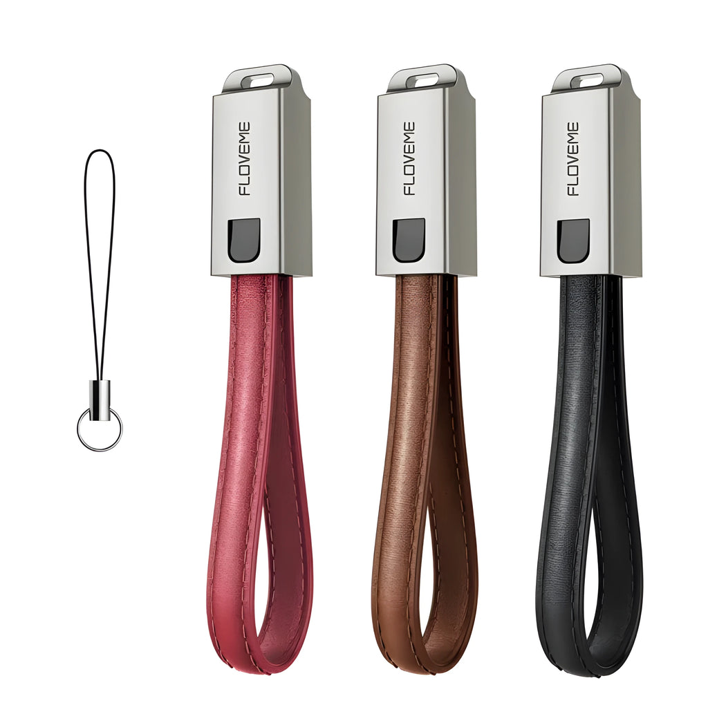 Short 20cm leather-wrapped USB to Lightning charging cable for iPhone with zinc alloy connector