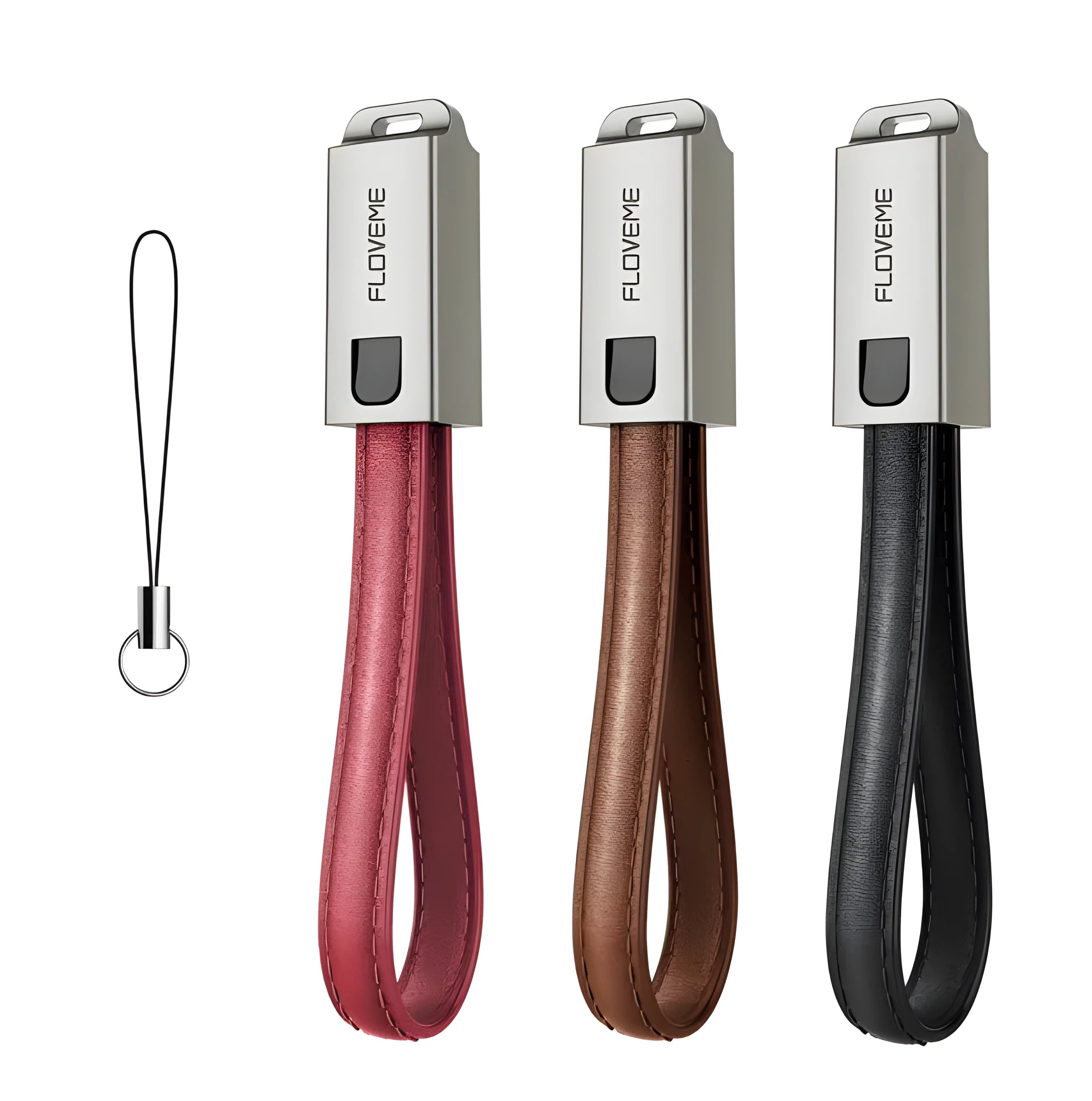 Short 20cm leather-wrapped USB to Lightning charging cable for iPhone with zinc alloy connector