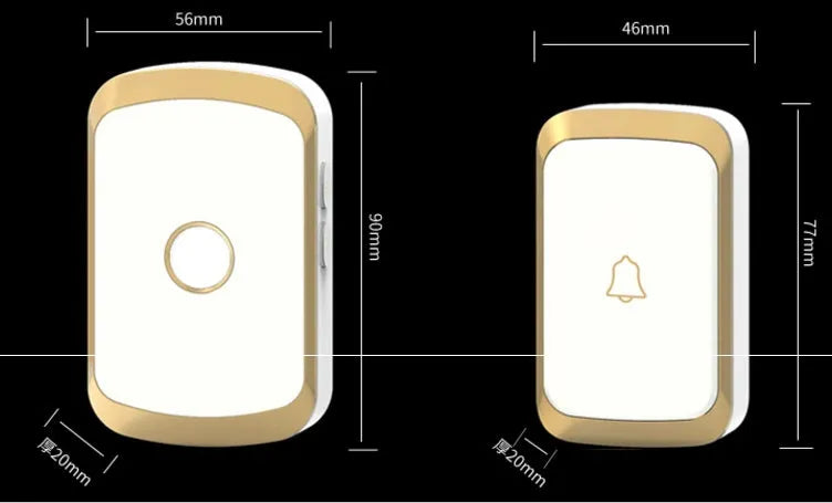 Wireless doorbell kit showing plug-in receiver and battery-powered transmitter unit in black finish