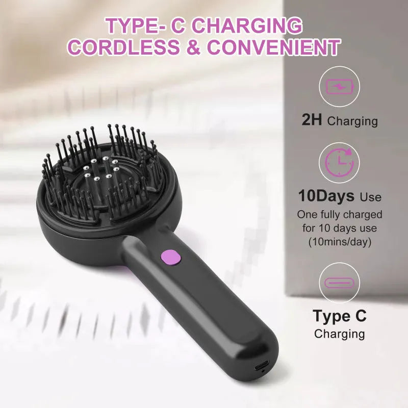 USB-powered vibrating head massager with mechanical speed control in black colour option