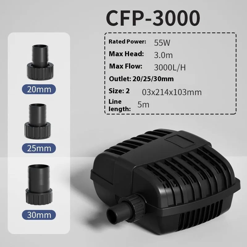 CFP series fish pond filter pump with horizontal plastic housing for aquarium and outdoor pond water circulation
