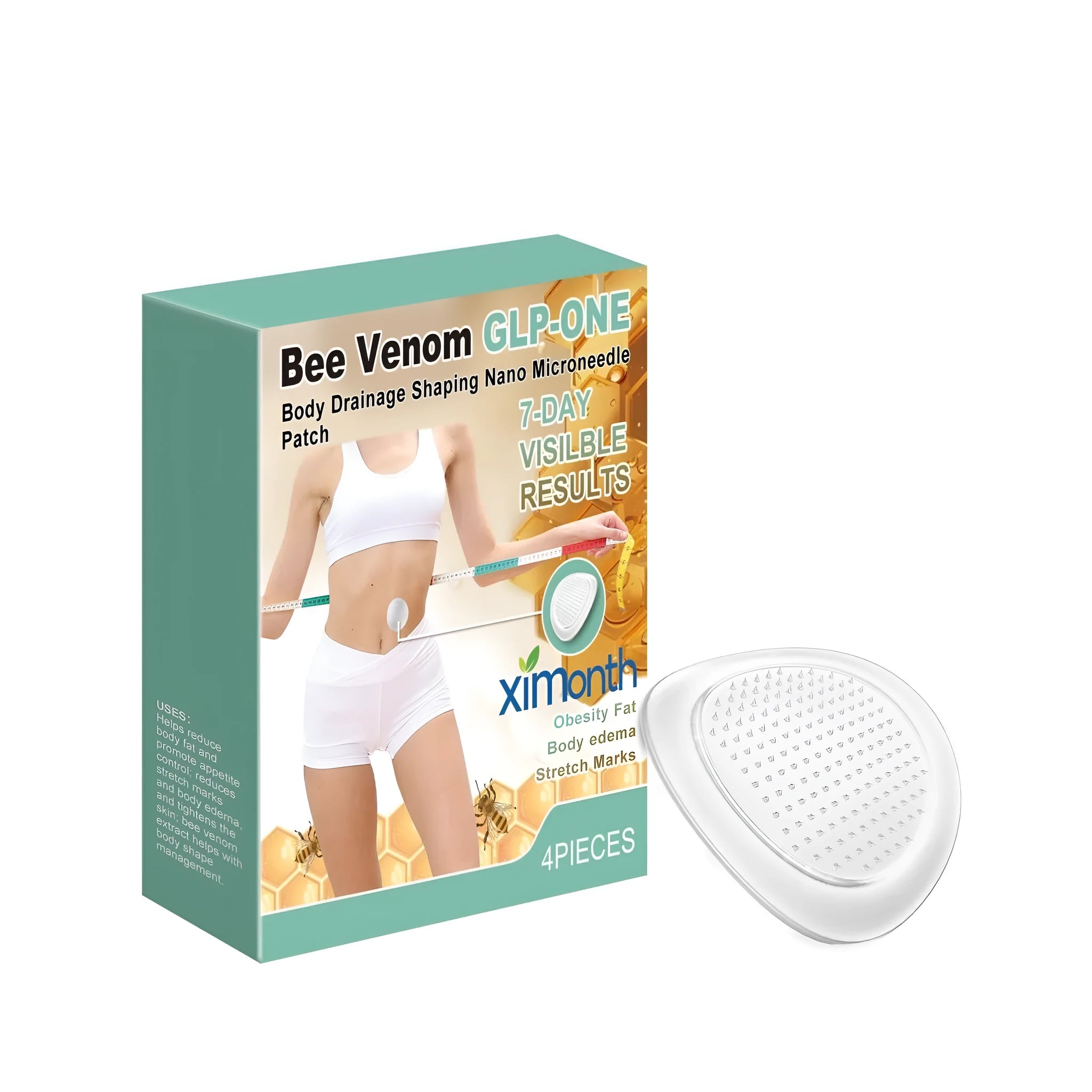 Four nano microneedle patches for body drainage and shaping with bee venom ingredients