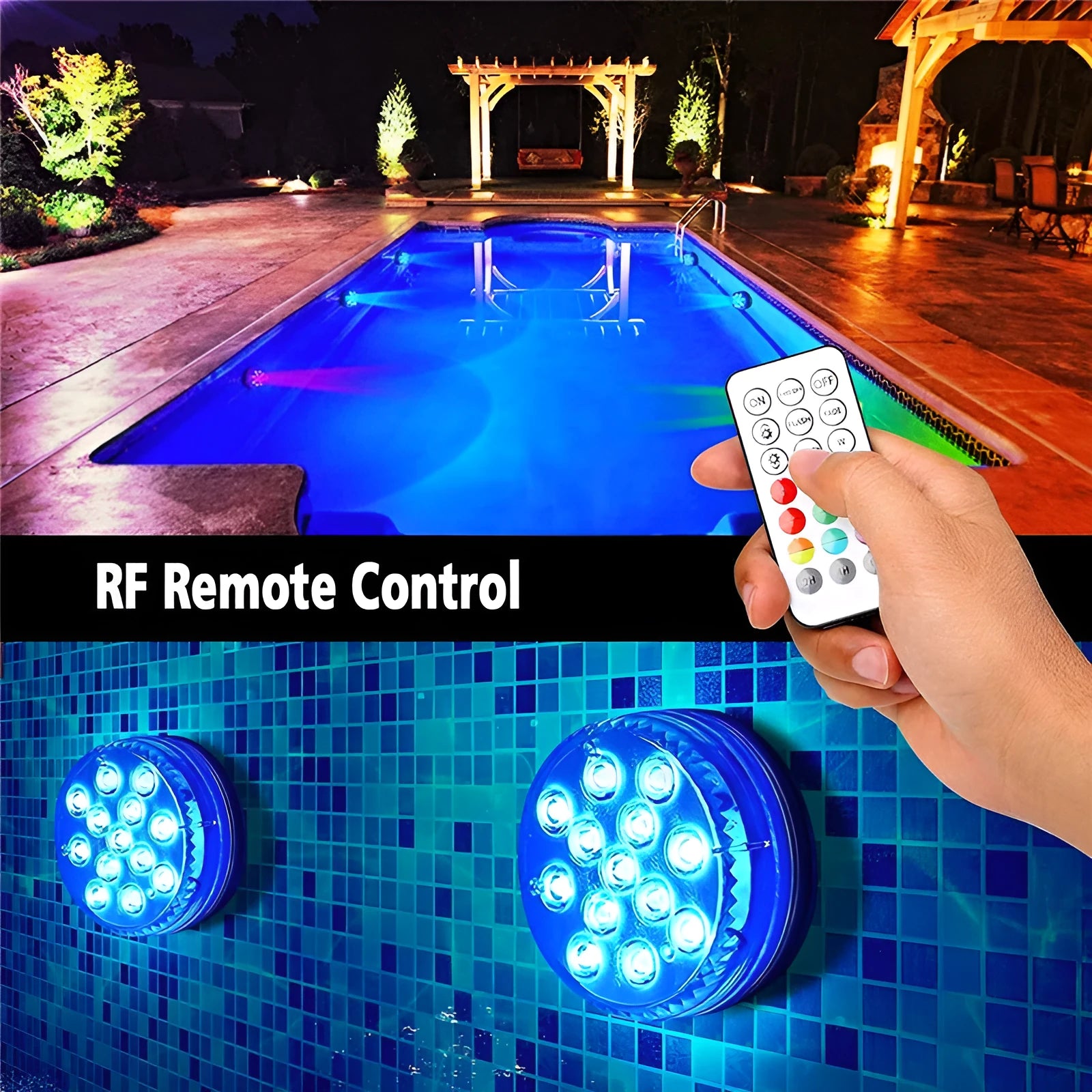 IP68 waterproof remote control colour changing LED diving light for garden decoration