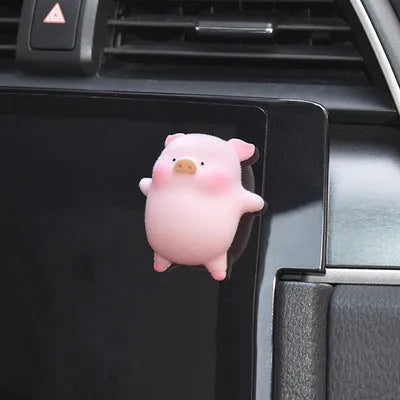 Cute resin cartoon pig car decoration accessory for dashboard.