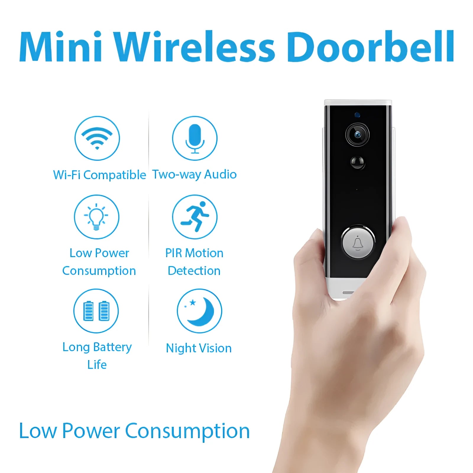 White wall-mounted network wireless video intercom camera for remote mobile phone monitoring