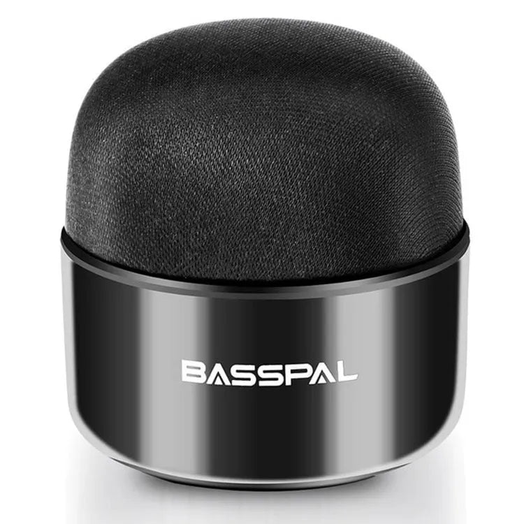 Black portable mini bluetooth speaker with waterproof rating and FM radio function