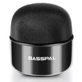Black portable mini bluetooth speaker with waterproof rating and FM radio function