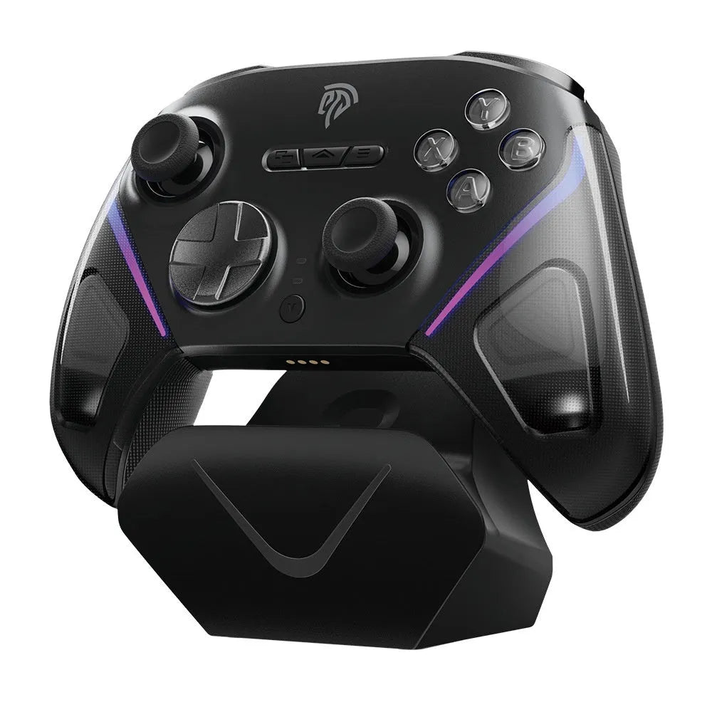 Rocker Smart Dual Trigger Game Controller with charging base in black, green or purple colour