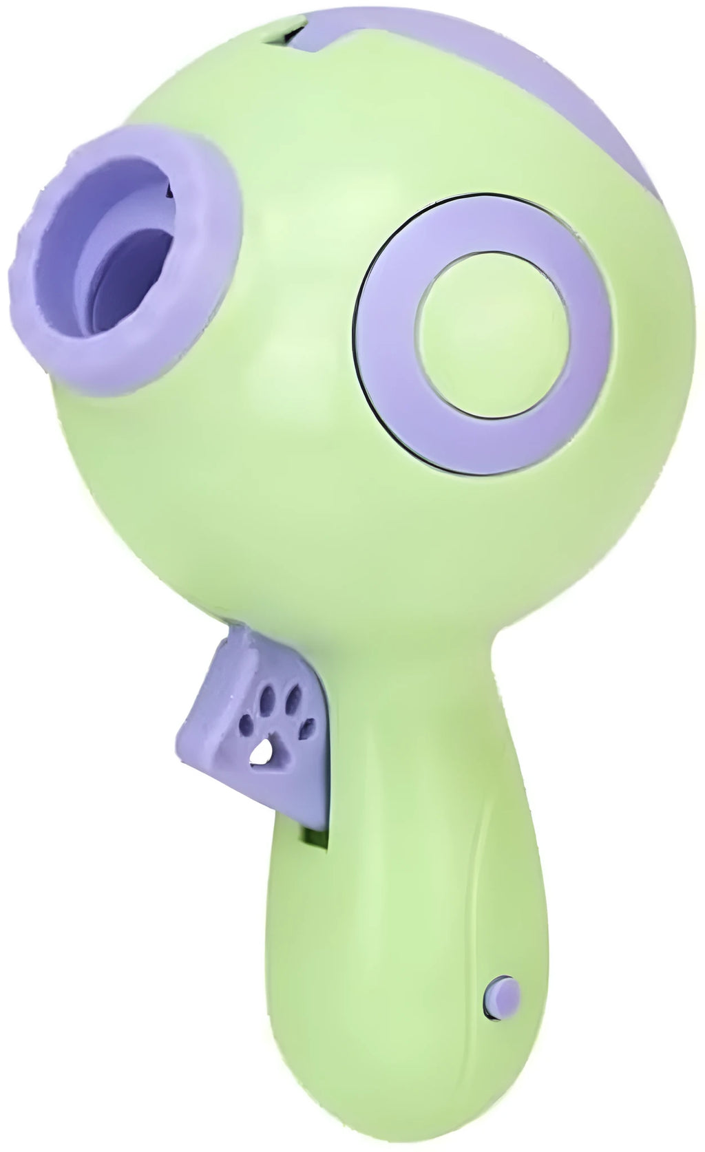 Green dog treat launcher toy measuring 15.5 cm long for interactive play and treat dispensing