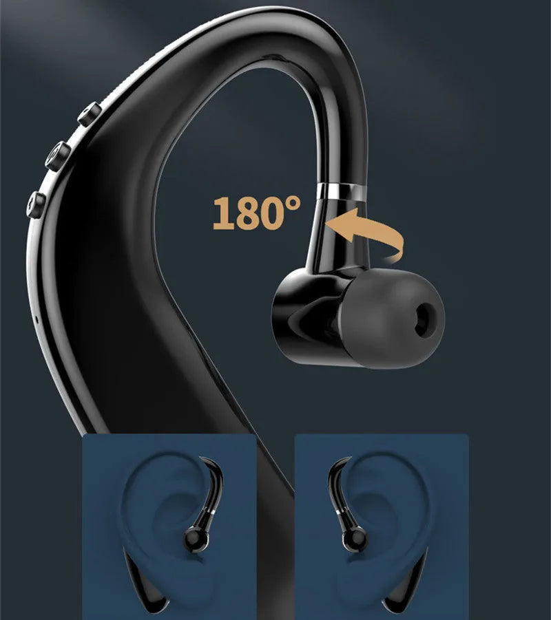 Wireless Bluetooth unilateral in-ear earphone in black or blue with rotatable design