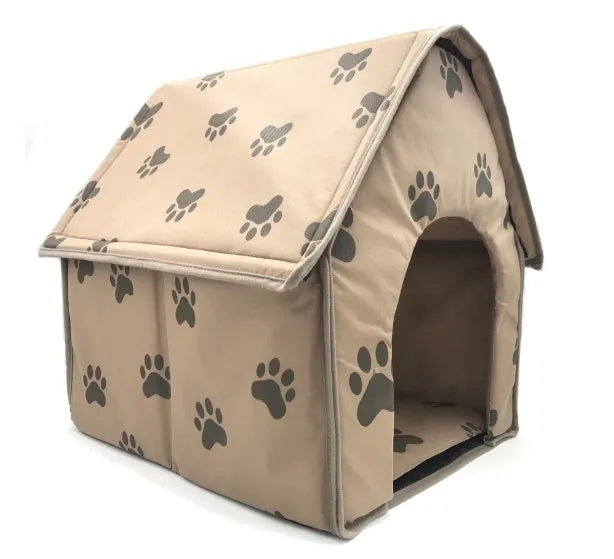 Foldable brown fabric dog mattress for cage, 47x49x49 cm, with door opening 22x26 cm