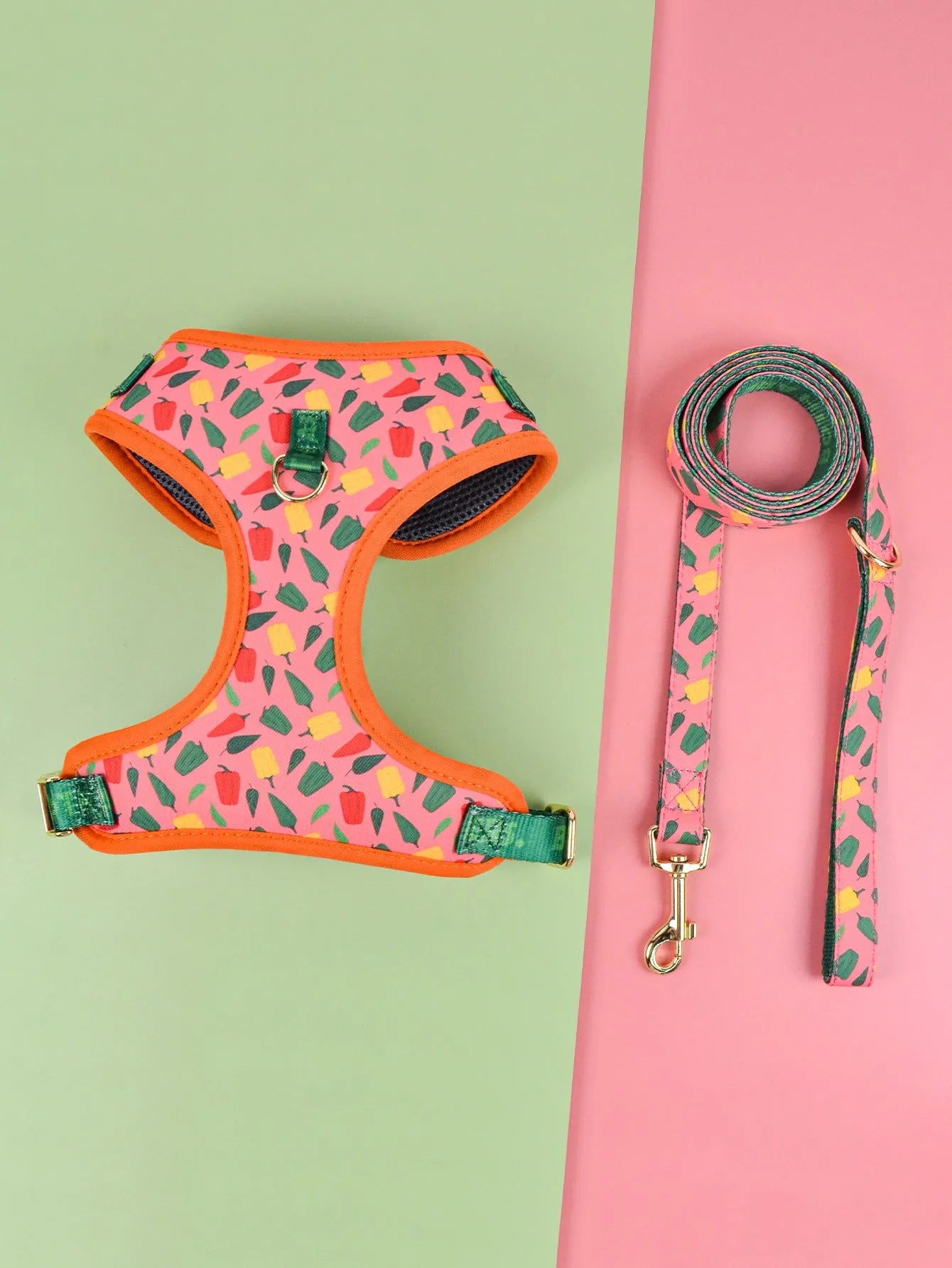 Polyester dog chest-back traction rope in multiple colours for medium and large breeds