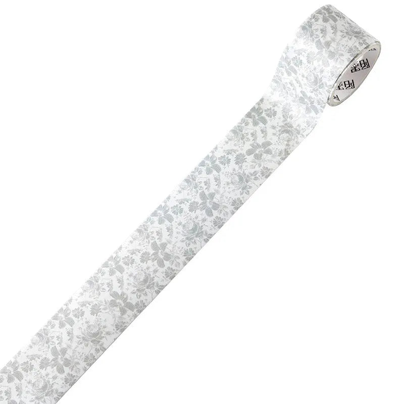 Roll of vintage floral watercolour decorative paper tape with Japanese paper base, showing 2m length.