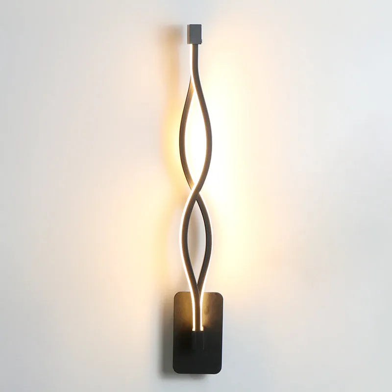 LED aluminum wave wall light 16W with black finish and warm light effect