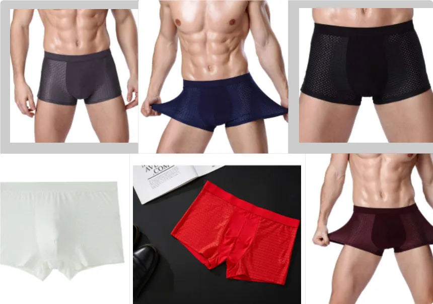Men's modal boxer briefs with U convex design in dark blue colour showing mid waist style
