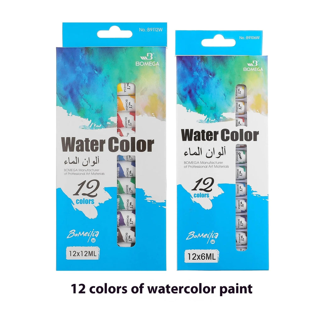 Complete 12-colour pigment set with tubes for watercolour, gouache, acrylic, oil, glass and textile painting mediums