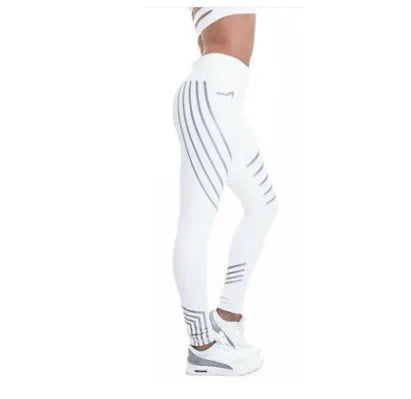Women's black workout leggings with night glowing print and high-waist design