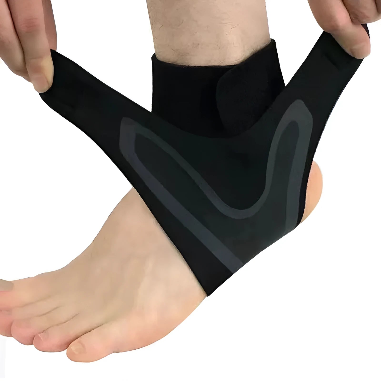 Ankle support protective cover for the right or left foot, shown in size M, L, or XL for sports use.