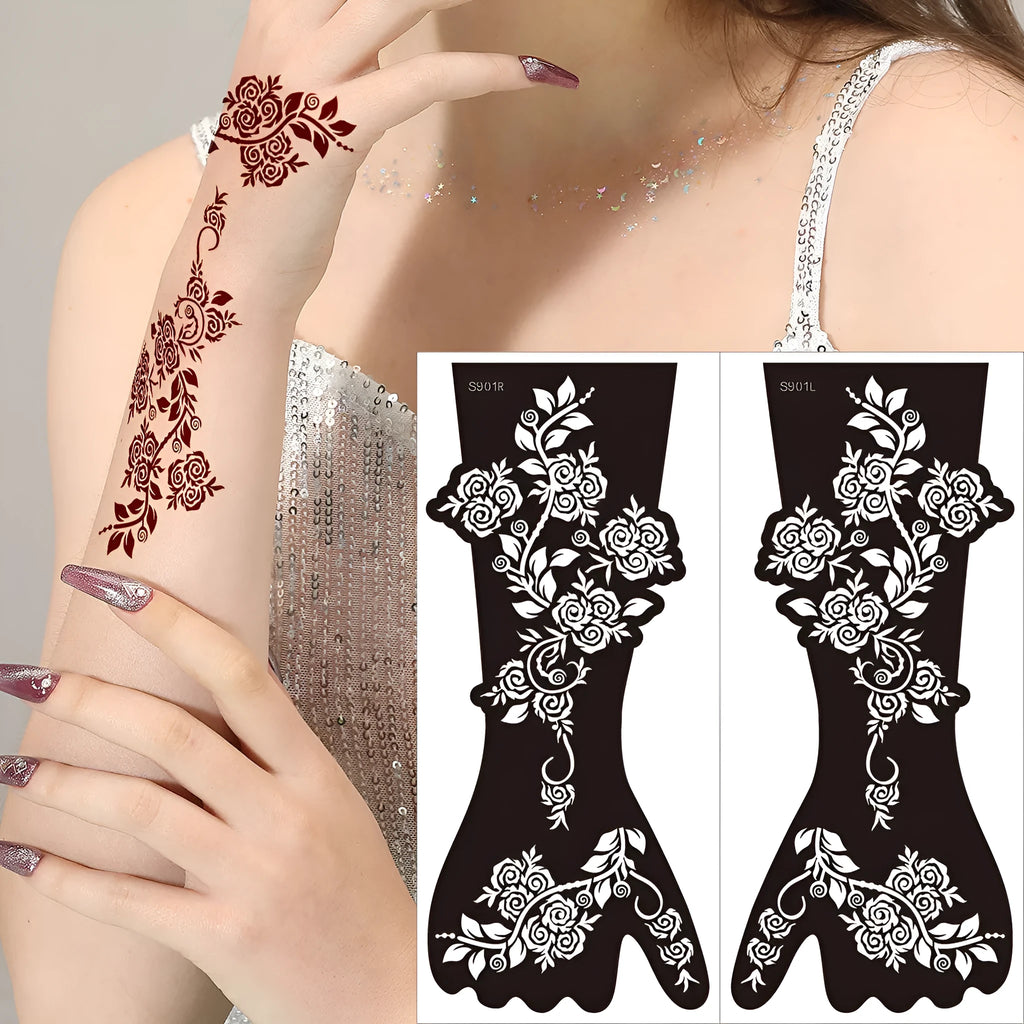 Geometric hollow template tattoo sticker with machine-cut edges and three-dimensional paper carving texture