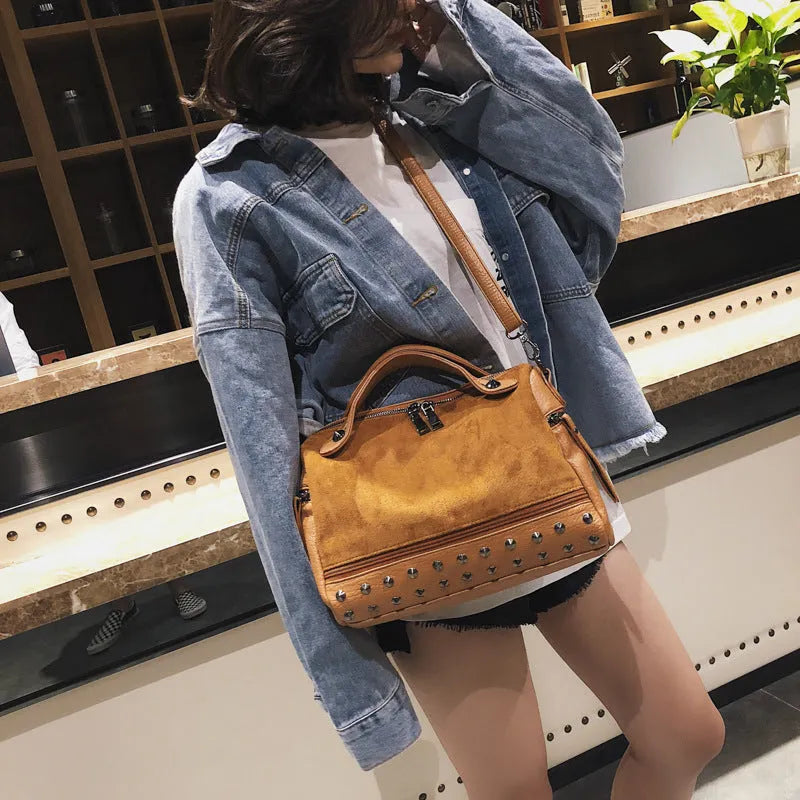 Women's soft PU leather tote shoulder bag in grey colour showing spacious interior