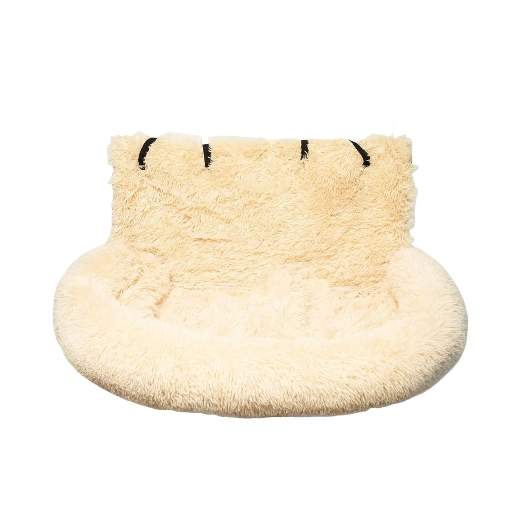 Winter thermal pet mat for car seats in beige and dark grey colours