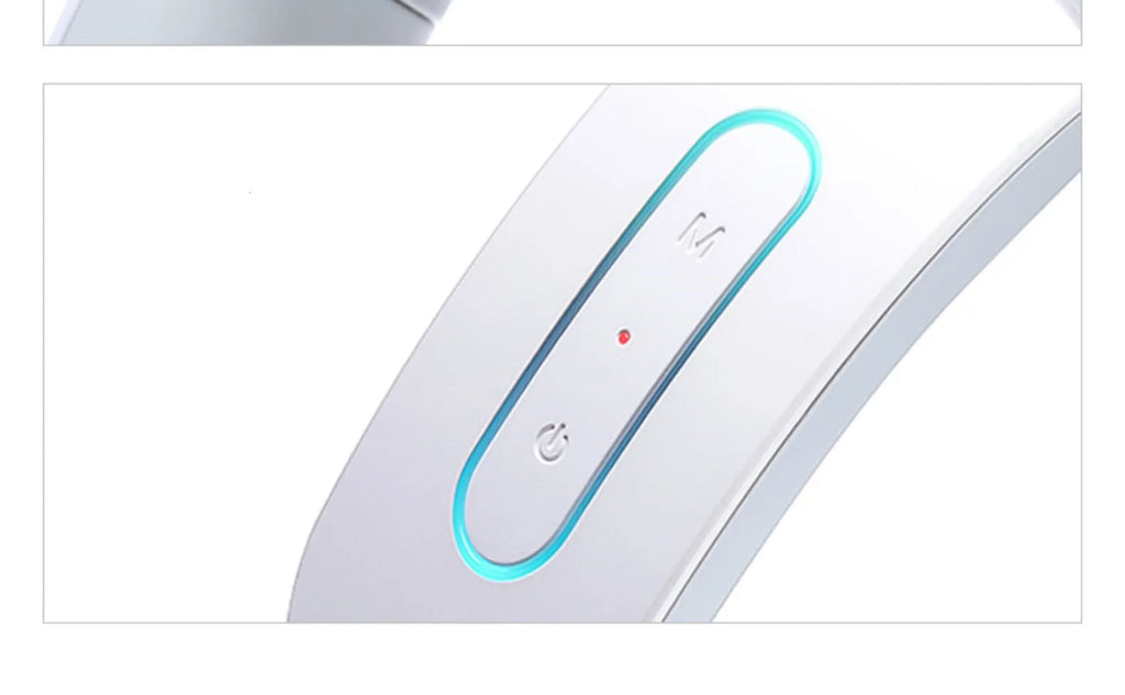 White electric acupressure massager with heat function for back, neck and shoulder pain relief.
