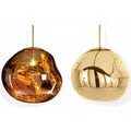 Post-modern Nordic chandelier with irregular glass shade in gold, copper, or silver finish