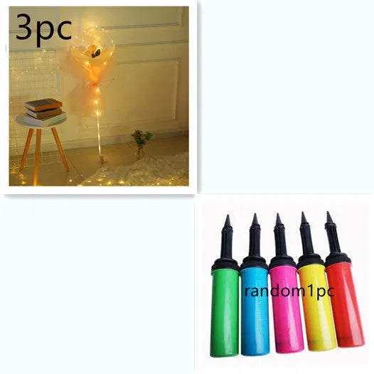 Transparent LED luminous DIY balloon rose bouquet with integrated lights for decoration.