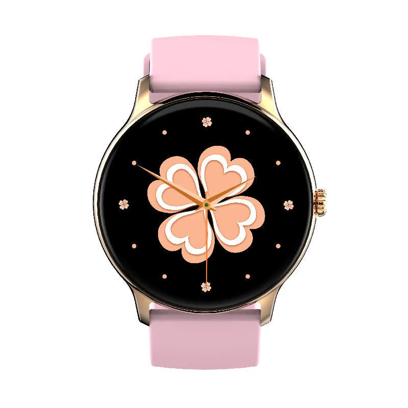 Smart Bluetooth sports watch with circular display showing health metrics on silicone wristband