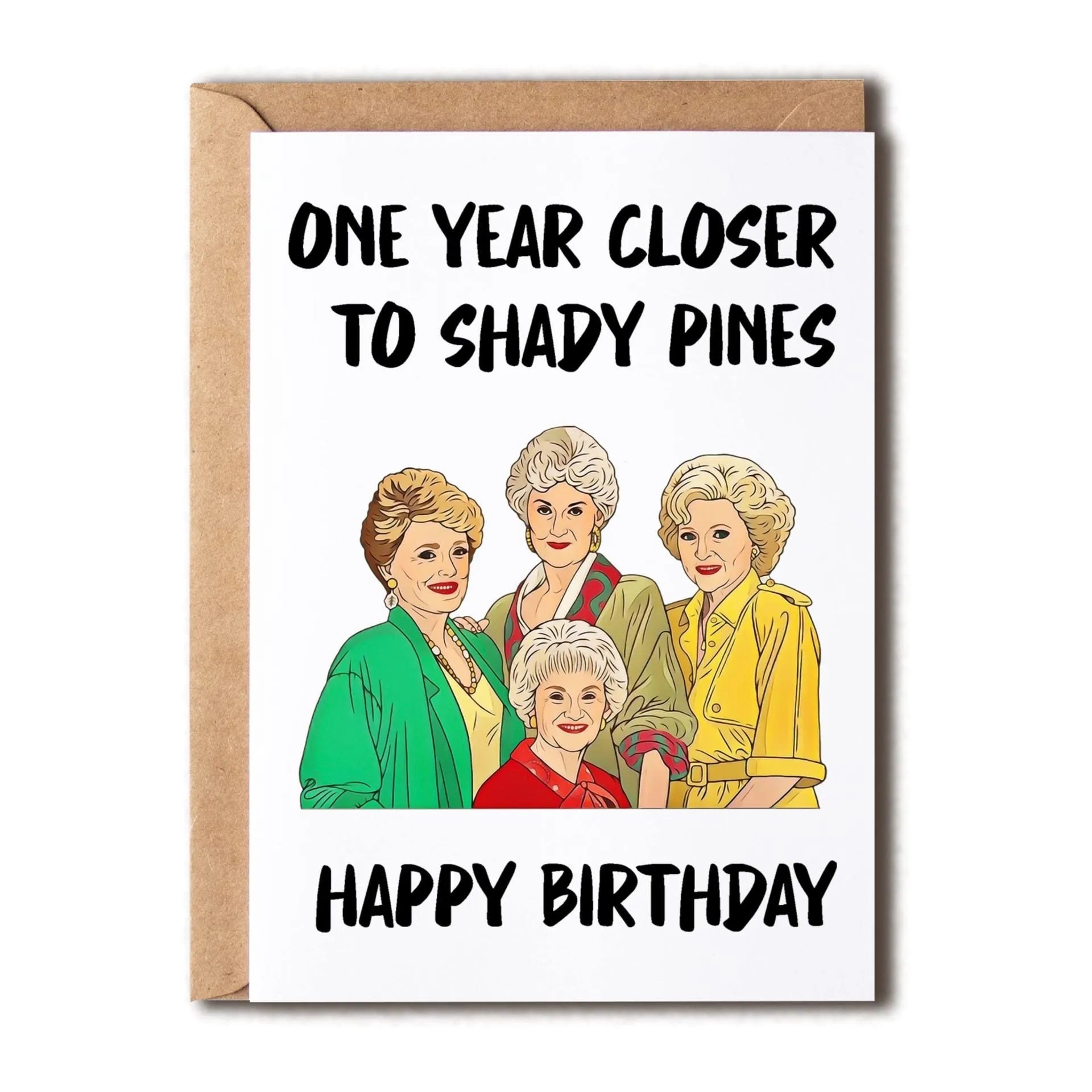Simple printed birthday greeting cards with coloured envelopes in kraft, pink, purple, red, yellow and balloon styles