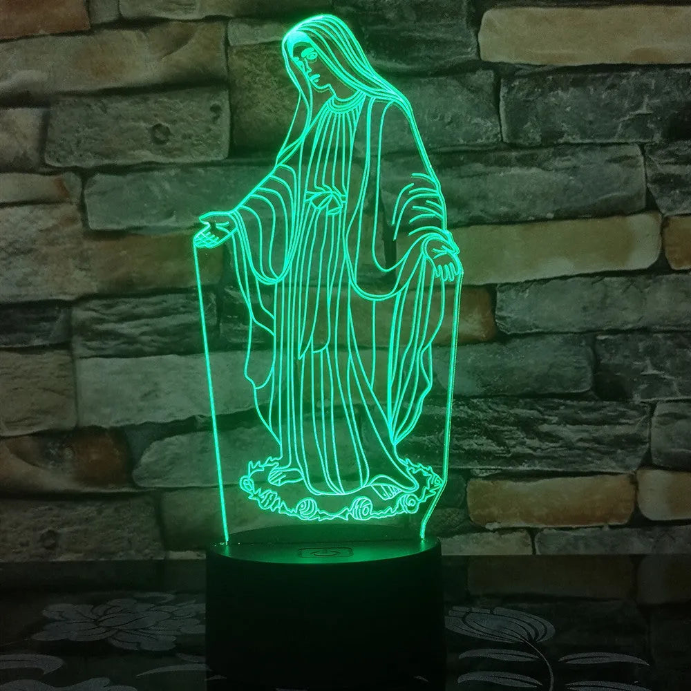 3D LED night light showing laser-engraved acrylic plate creating stereoscopic dual ring illumination pattern