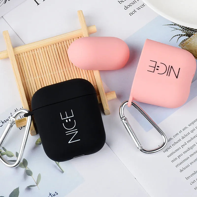 Black and pink PC AirPods case covers with removable flower love smile face decorative inserts