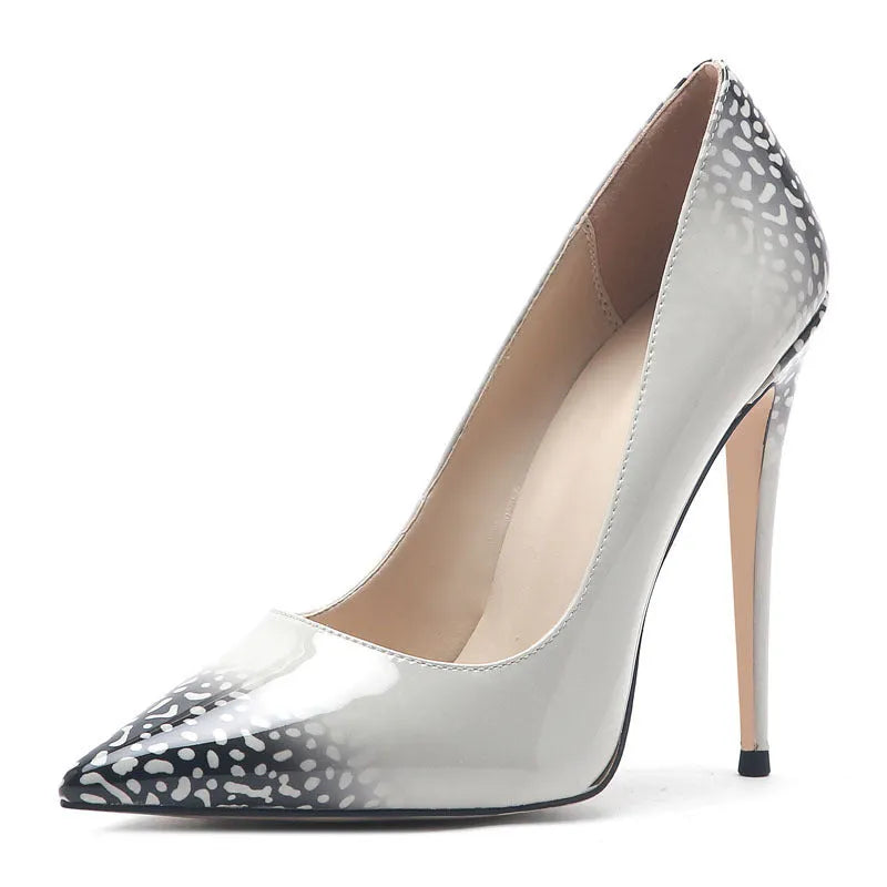 3D printed high heels in black grey with 12cm heel and non-slip rubber sole