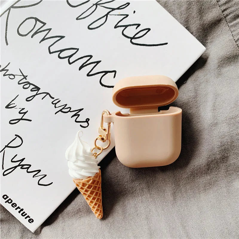 Silicone protective case for Apple AirPods 2 wireless earbuds with cylinder ice cream design