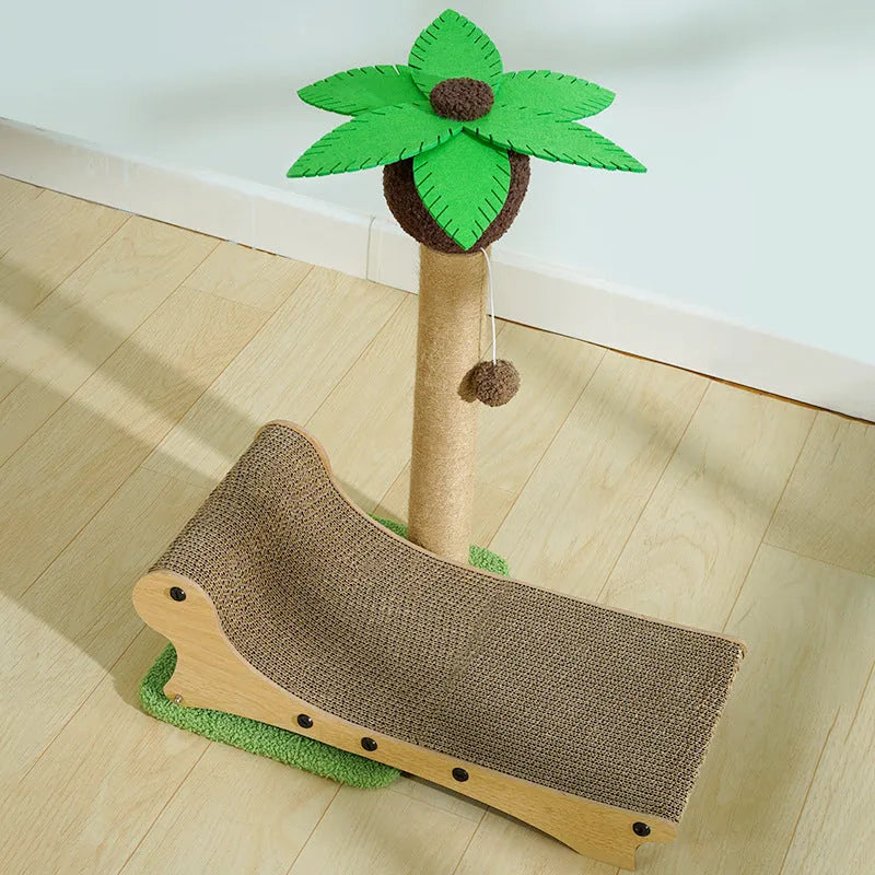 Wooden beach chair design cat climbing frame with hemp scratch board and chamfered columns
