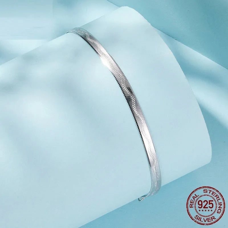 S925 sterling silver bracelet SCB303 with electroplated finish, unisex style