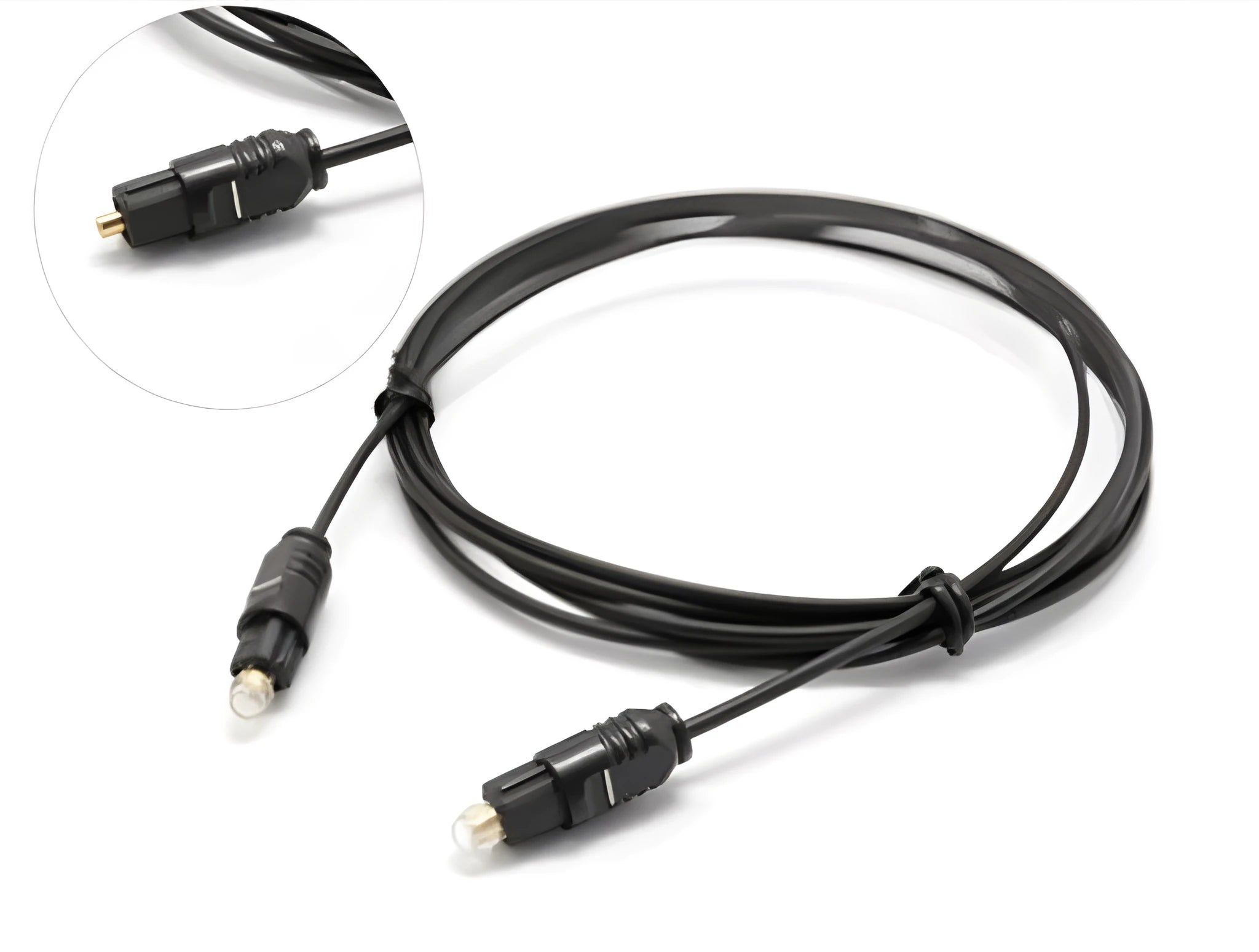 OD2.2 optical digital audio cable with PVC jacket shown in multiple available lengths