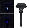 Black solar insect killing lamp with white and purple LED lights for garden mosquito control