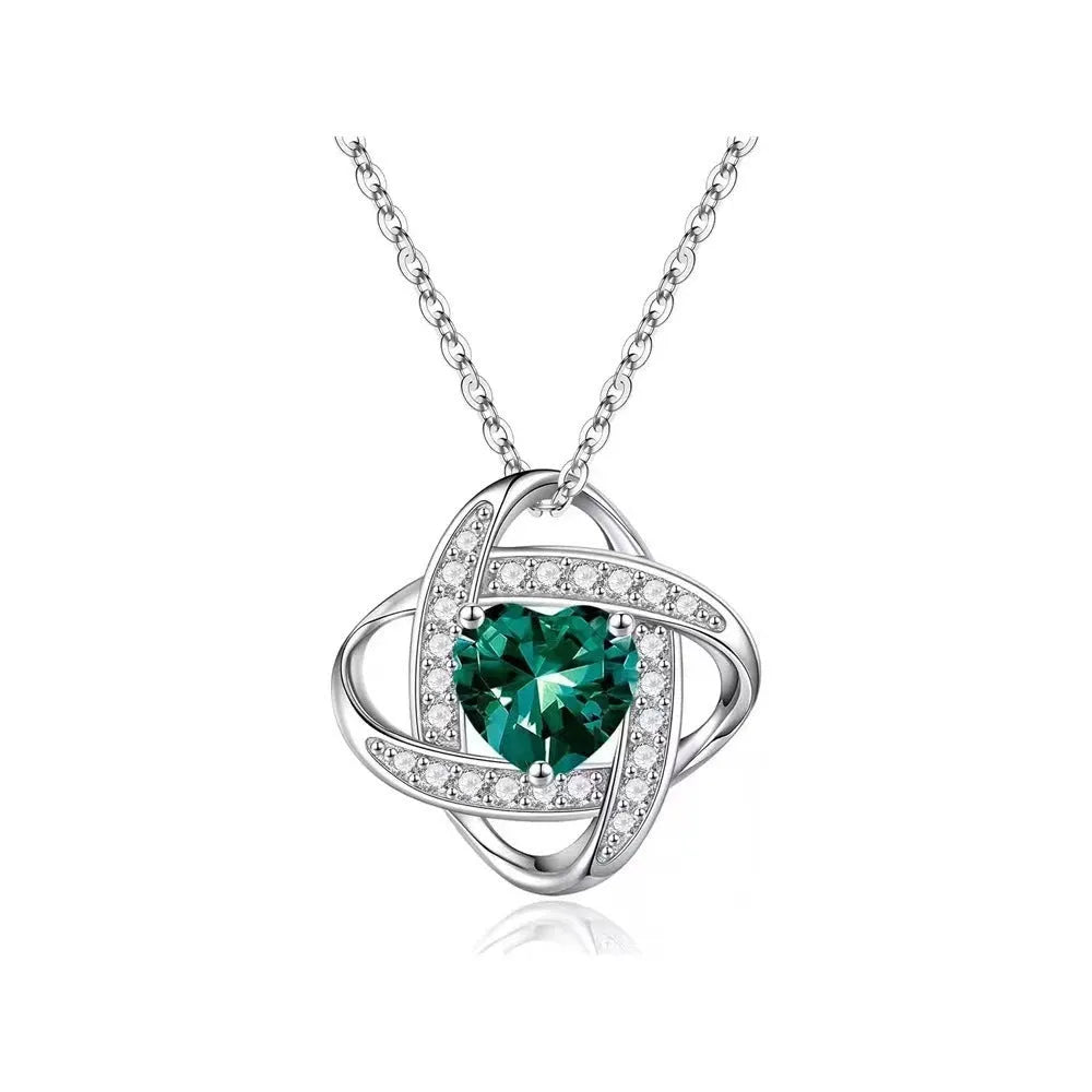 Women's copper love heart necklace with electroplated finish shown in one of five platinum colour options.