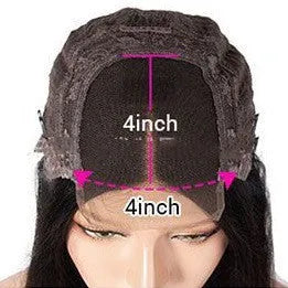 Real human hair lace front wig with 4x4 frontal on a model, demonstrating natural hairline and long hair.