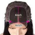 Real human hair lace front wig with 4x4 frontal on a model, demonstrating natural hairline and long hair.