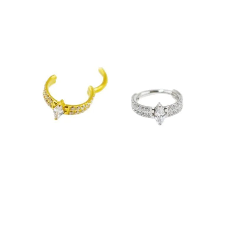 Ladies' heart-shaped zircon earrings in 316 titanium steel with diamond treatment
