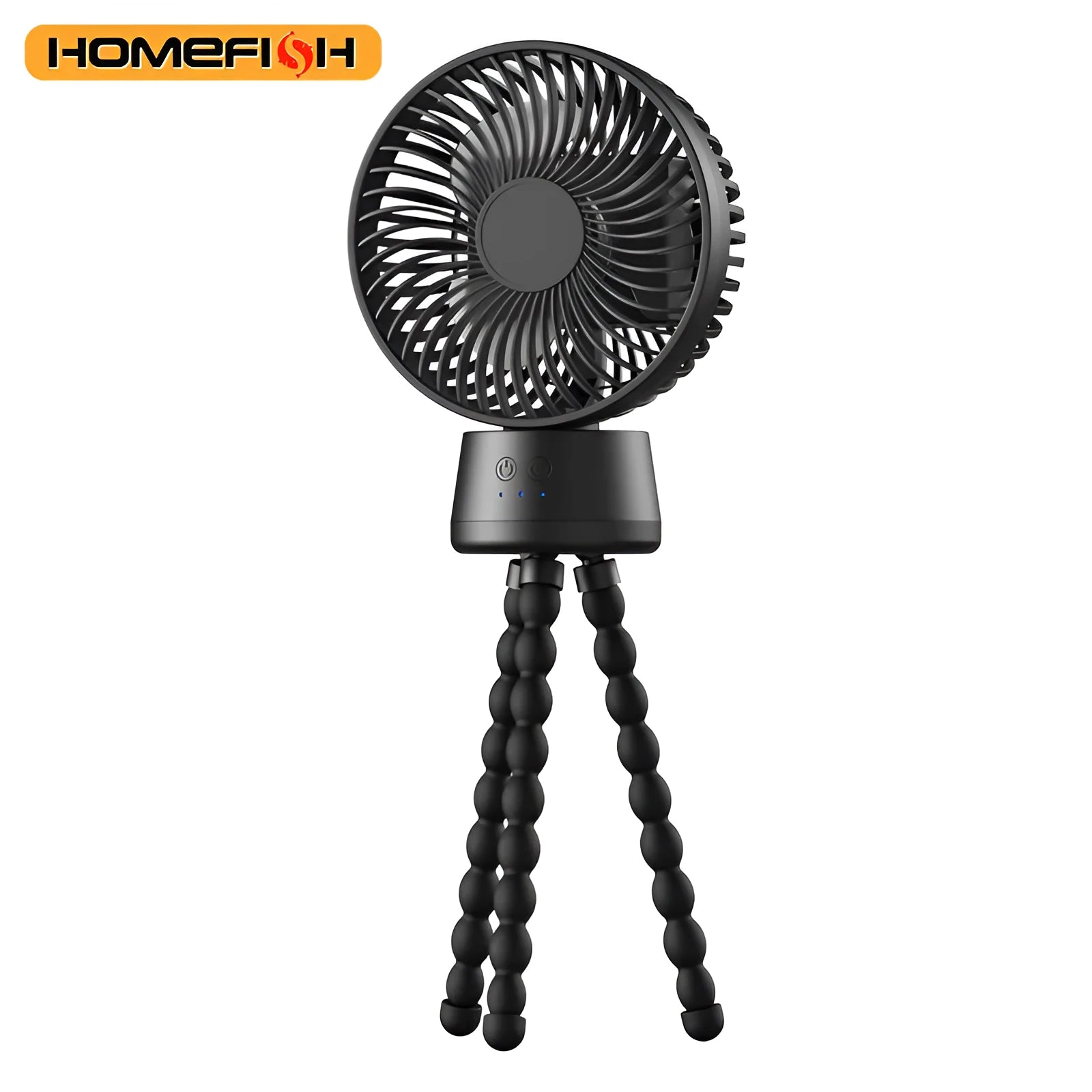HOMEFISH F2 automatic shake head portable fan with LED light and removable bracket