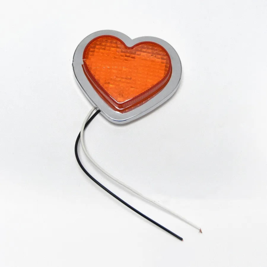 Heart-shaped 12V LED car sidelight for fender mounting in multiple colour options