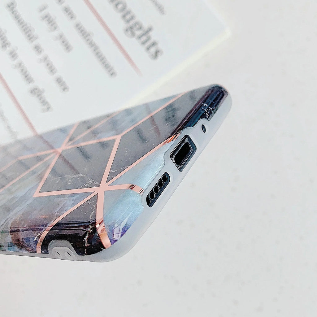 Electroplated marble mobile phone case in various colours for Huawei and Samsung smartphones