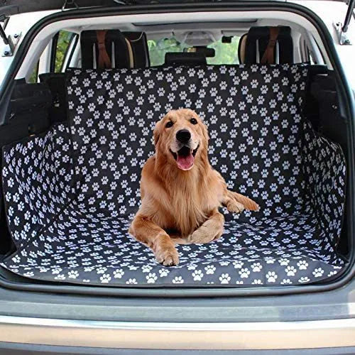 Dog car mat in paw print pattern made from waterproof Oxford cloth for car seat protection