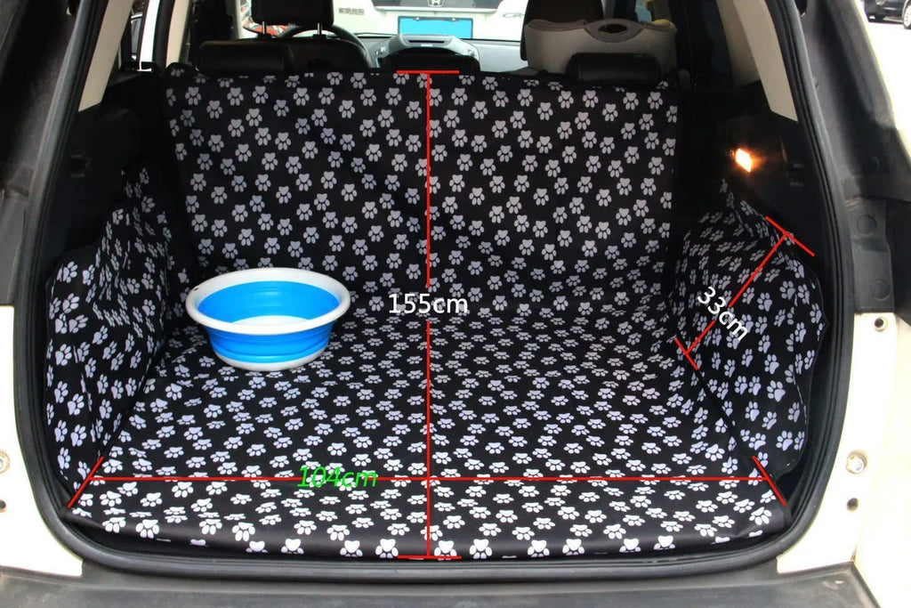 Dog car mat in paw print pattern made from waterproof Oxford cloth for car seat protection