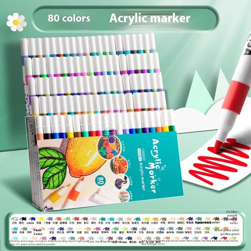Acrylic marker pen set for student art projects with multiple colour options